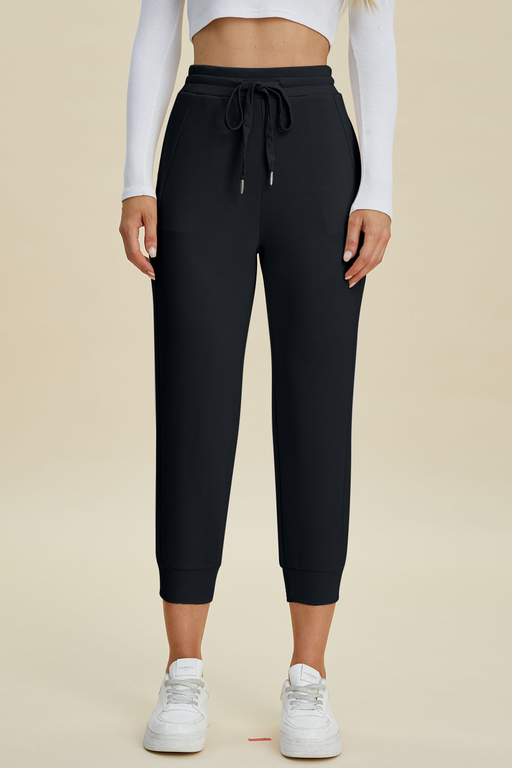 Drawstring High Waist Cropped Pants