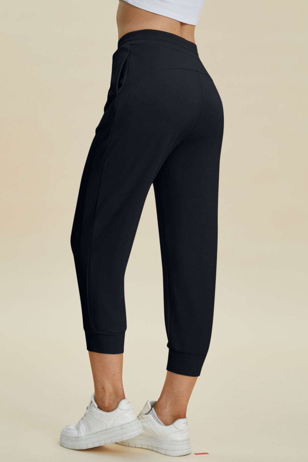 Drawstring High Waist Cropped Pants