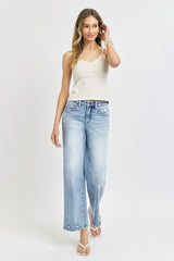 High Rise Crop Wide Leg Jeans