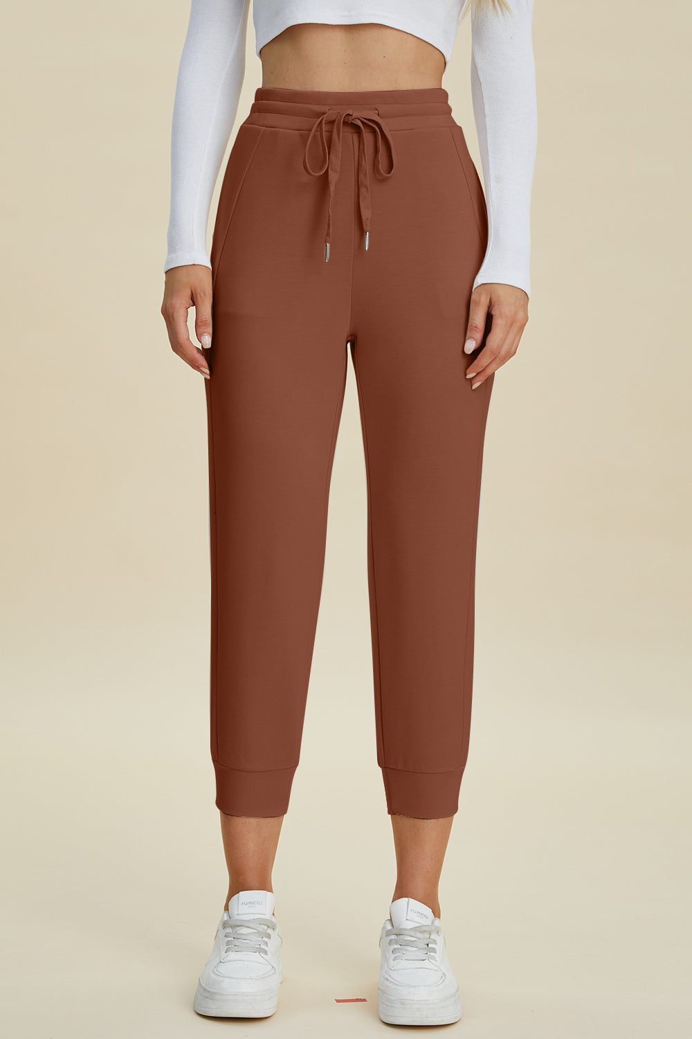 Drawstring High Waist Cropped Pants