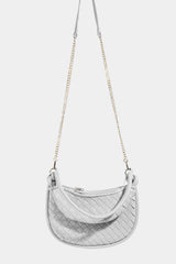 Leather Basket Weave Half Moon Bag