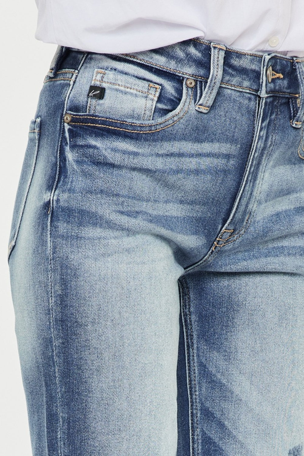 High Rise Cuffed Straight Jeans