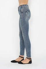 Vintage Wash Hem Destroy Skinny Jeans