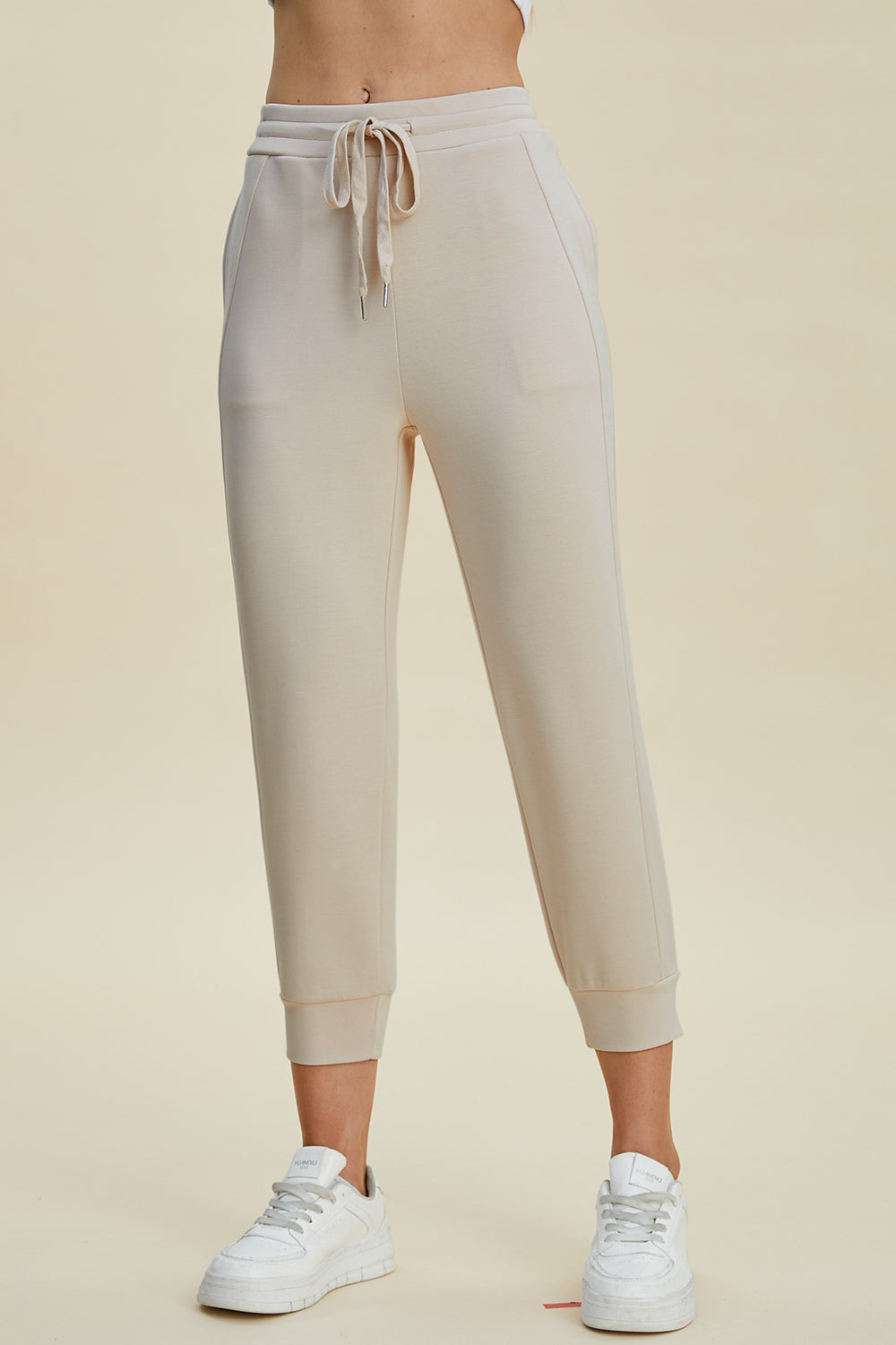 Drawstring High Waist Cropped Pants