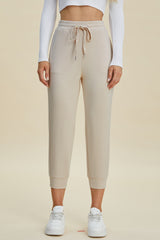 Drawstring High Waist Cropped Pants