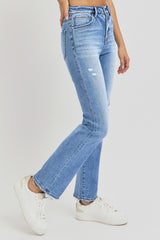 Full Size Distressed High-Rise Ankle Straight Jeans