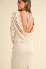 Backless Asymmetric Ruffle Hem Dress