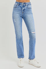 Full Size Distressed High-Rise Ankle Straight Jeans