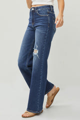 High Rise Distressed Wide Leg Jeans