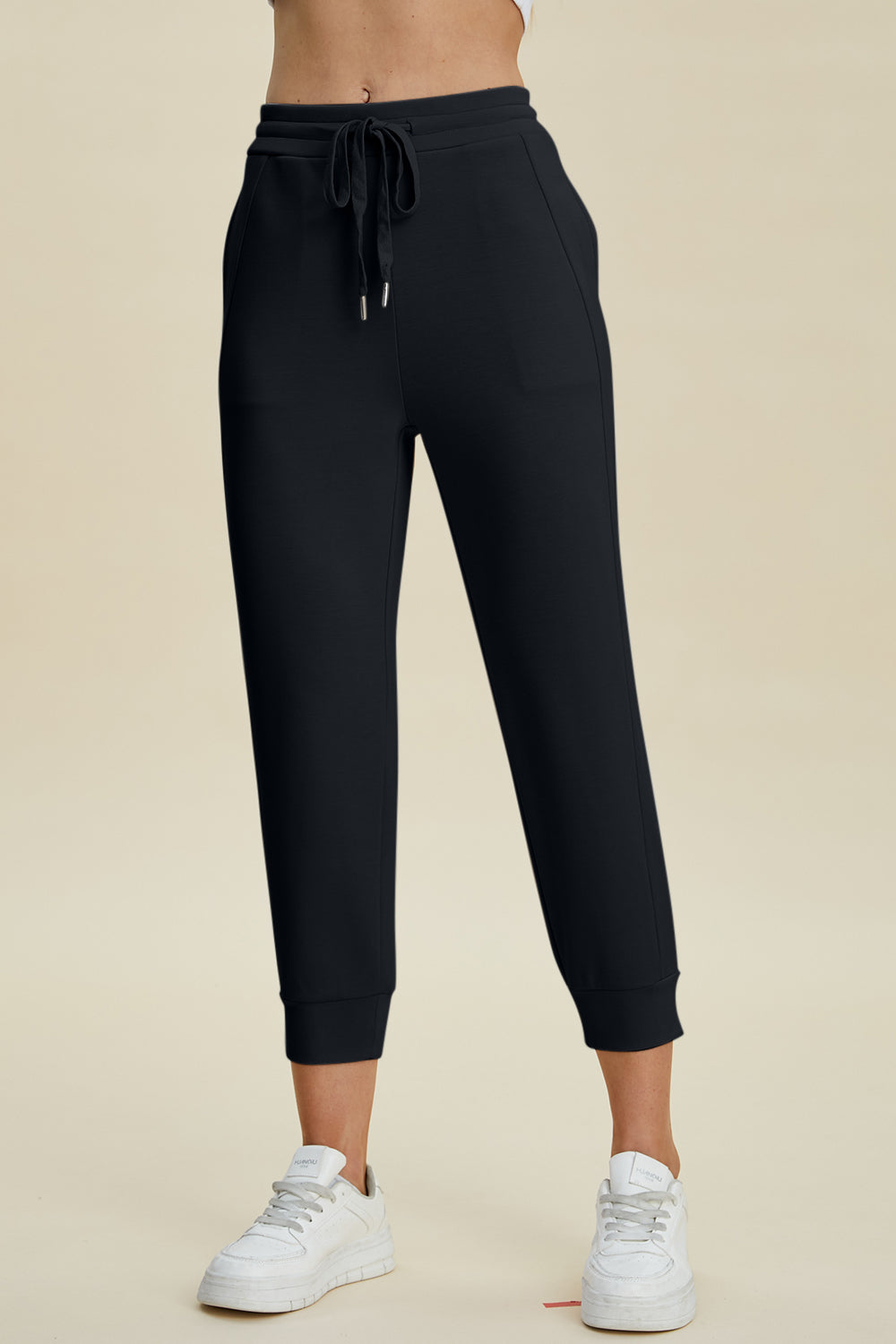 Drawstring High Waist Cropped Pants