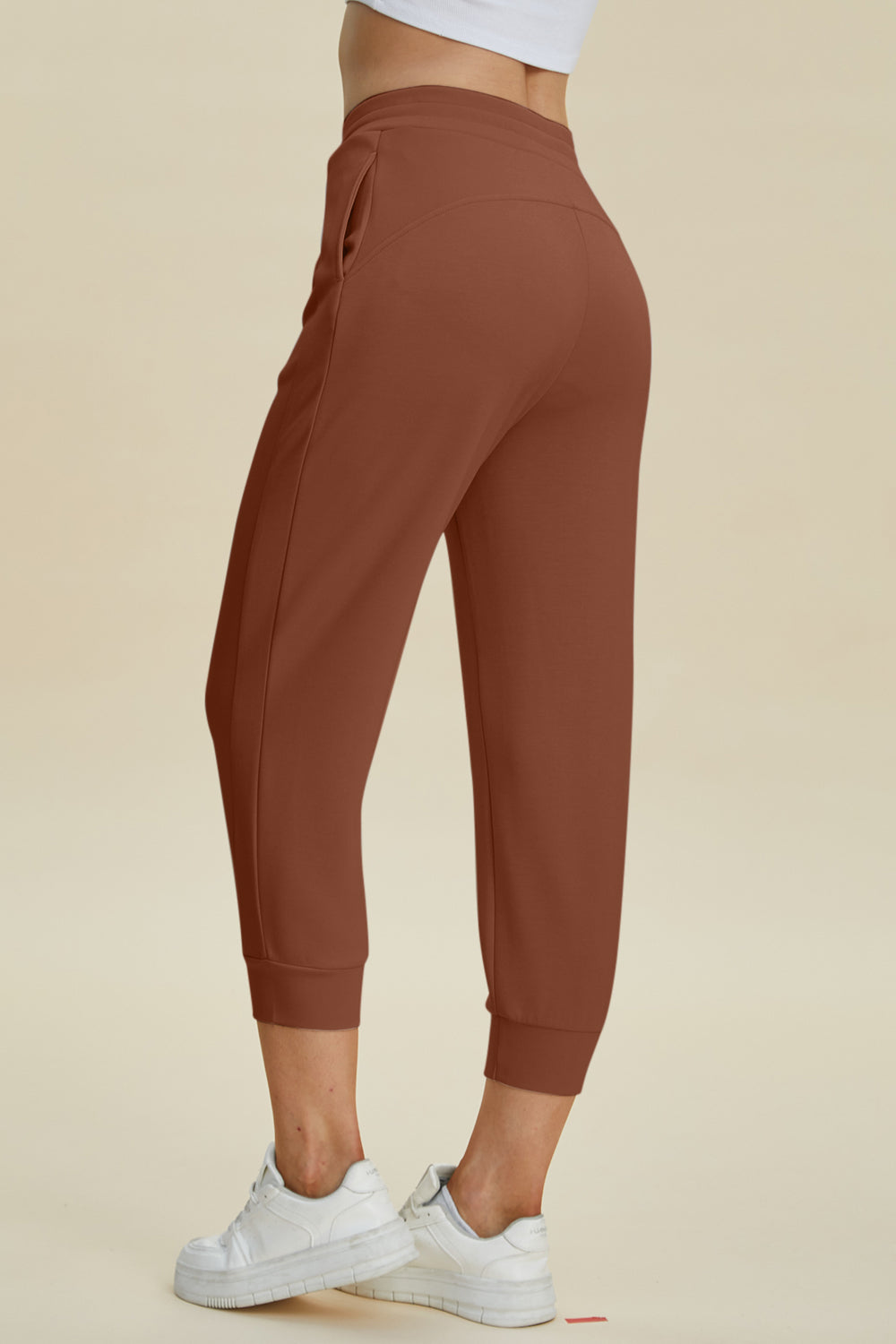 Drawstring High Waist Cropped Pants