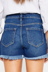 High Rise Frayed Hem Denim Shorts