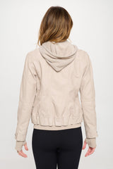 Double Zip Hooded Long Sleeve Jacket