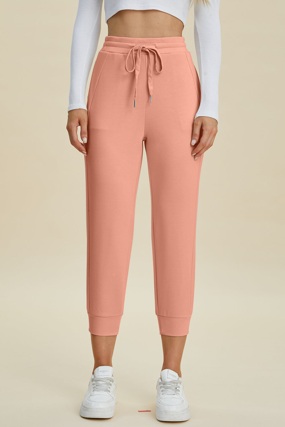 Drawstring High Waist Cropped Pants