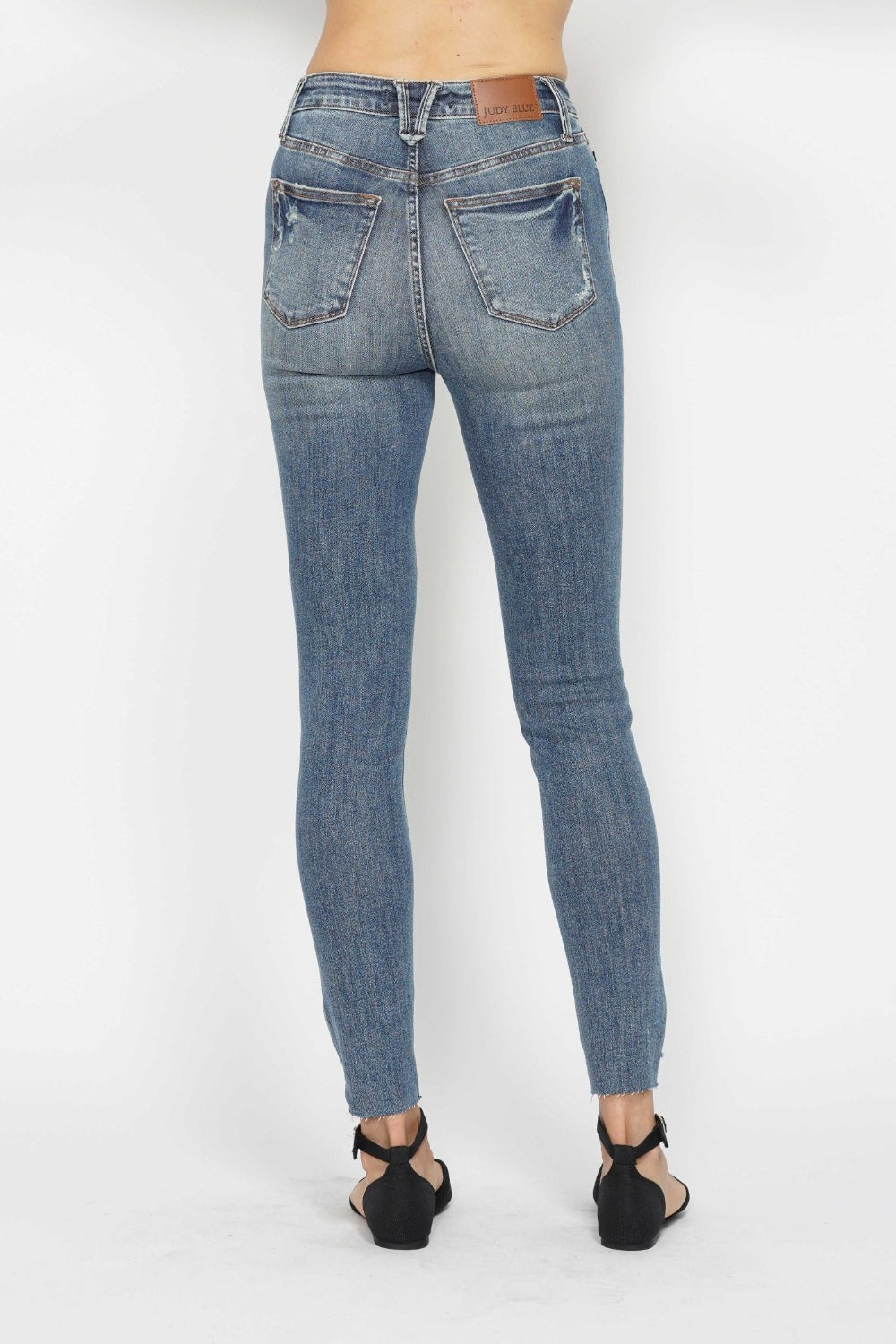 Vintage Wash Hem Destroy Skinny Jeans